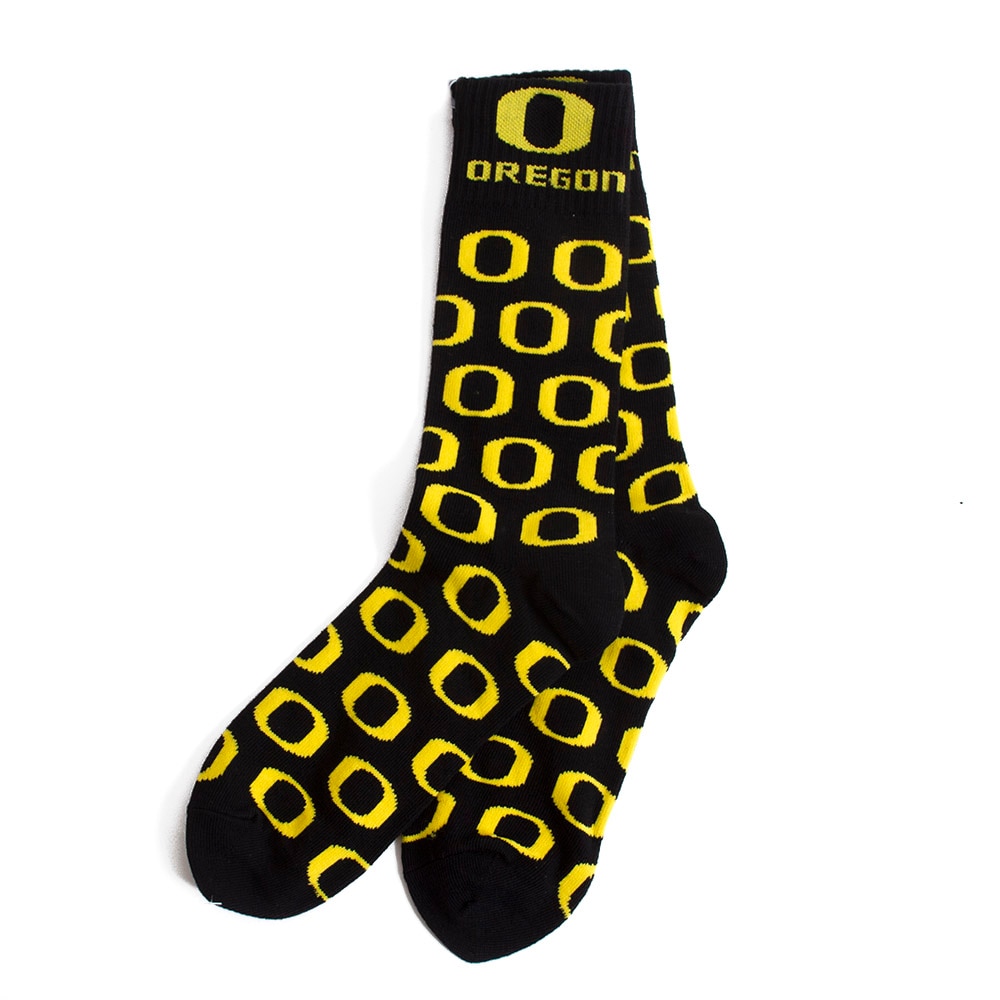 Classic Oregon O, Donegal Bay, Black, Crew, Accessories, Unisex, Sock, 511242